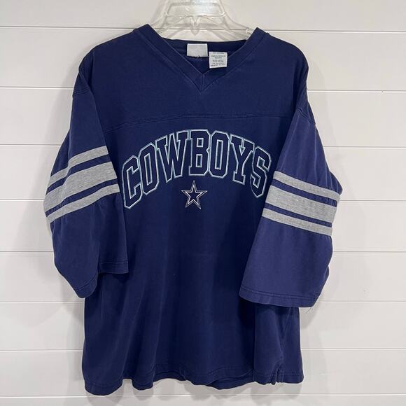 The Edge Dallas Cowboys Vintage men’s 3/4 Sleeve V-Neck T-shirt Size XL 2000 Y2K - Picture 1 of 6